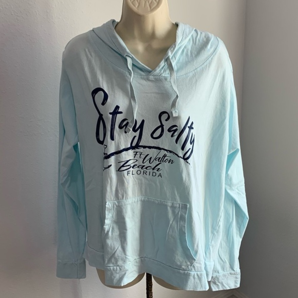 Southern Spirit Long Sleeve Hooded Tee Stay‎ Salty Fort Walton Beach Size Small